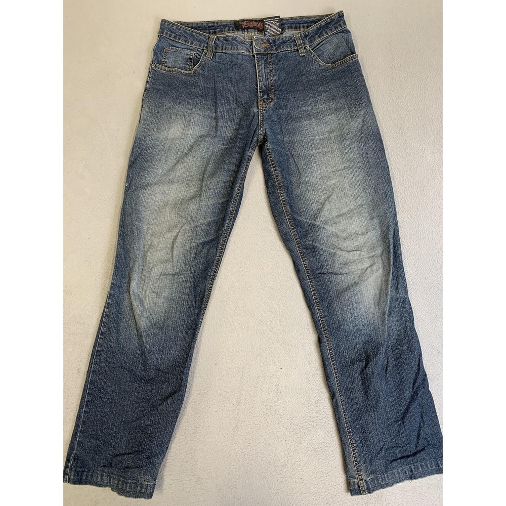 Engine Inc Jeans Mens 33x32 Straight Leg Denim Distressed Medium Wash Casual Pan